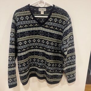 Vintage fair isle wool and silk L.L. Bean Womens V-Neck Sweater
